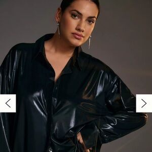 Anthropologie Shimmering Gunmetal Blouse